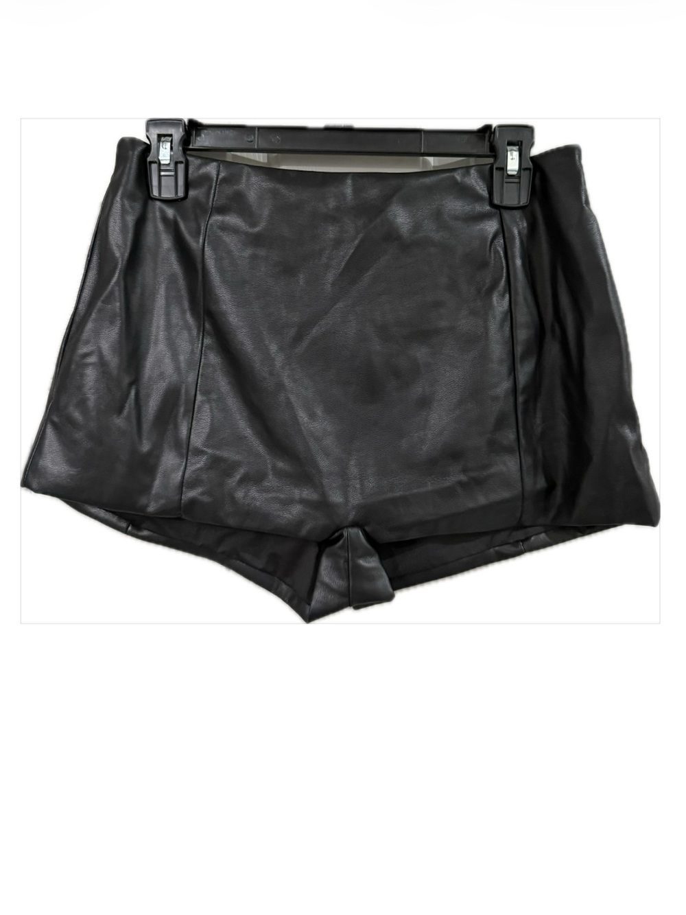 Black Faux Leather High-Waist Shorts